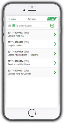 Projekte auf Smartphone