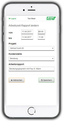 Erfassung auf Smartphone